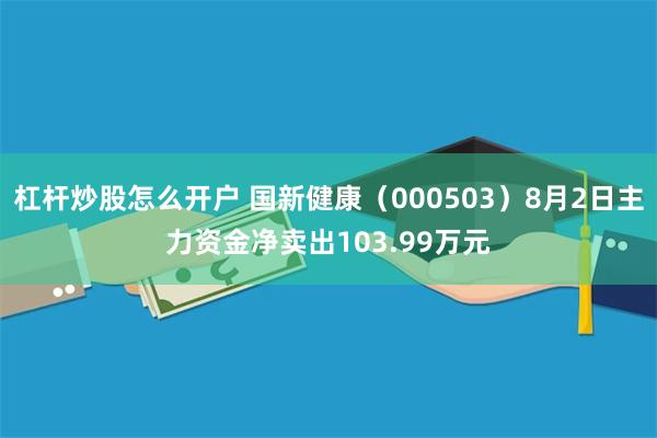 杠杆炒股怎么开户 国新健康（000503）8月2日主力资金净卖出103.99万元