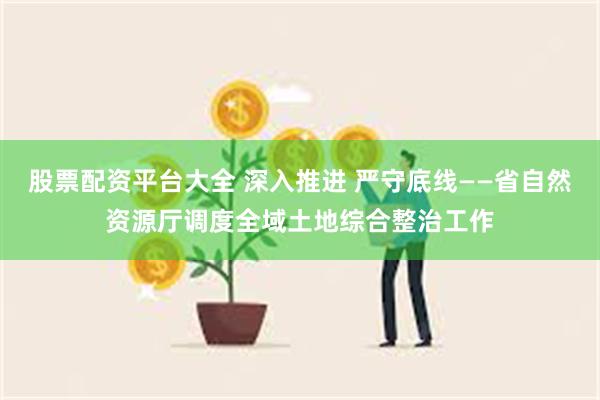 股票配资平台大全 深入推进 严守底线——省自然资源厅调度全域土地综合整治工作