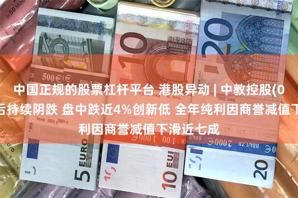 中国正规的股票杠杆平台 港股异动 | 中教控股(00839)绩后持续阴跌 盘中跌近4%创新低 全年纯利因商誉减值下滑近七成