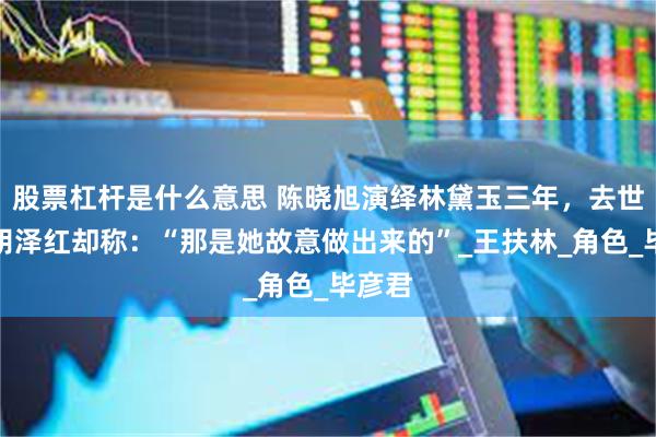 股票杠杆是什么意思 陈晓旭演绎林黛玉三年，去世后，胡泽红却称