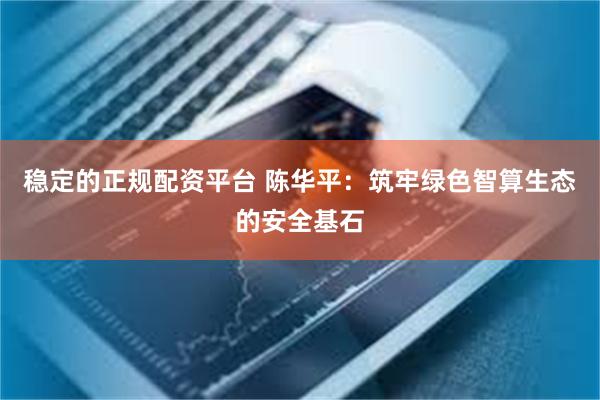 稳定的正规配资平台 陈华平：筑牢绿色智算生态的安全基石