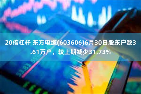 20倍杠杆 东方电缆(603606)6月30日股东户数3.6